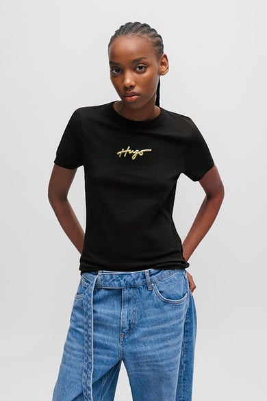 ΜΠΛΟΥΖΑ T-SHIRT HUGO - 001 ΜΑΥΡΟ